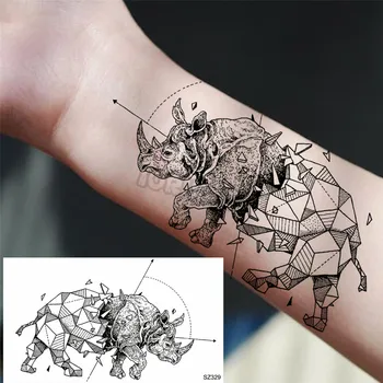 Črna Seahorse Majhne Začasne Tetovaže Za Ženske, Dekleta Realne Kita Dinozaver Tiger Rhino Ponaredek Tattoo Nalepke, Nogo, Roko Tatoos
