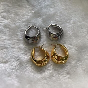 Evropsko in Ameriško zlato in srebro nezakonitih u-oblikovani kovinski uho hoop uhani minimalističen trendy modni temperament