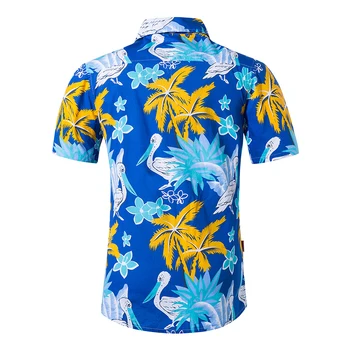 Mens Havajske Majice Kratek Rokav Tropskih Palm Srajce Moške Poletne camisa masculina Fancy Plaži Srajce Moške Počitnice Stranka Obleko