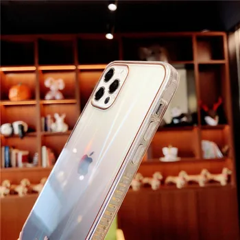 Ottwn Gradient Barve Primeru Telefon Za iPhone 12 Pro Max 11 Pro Max X XR XS Max 7 8 Plus SE 2020 Luksuzni Laser Jasno, Mehko IMD Pokrov