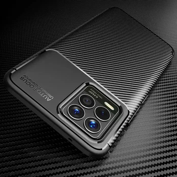 Shockproof Primeru Za Realme 8 Pro 6 7 X7 V11 V13 V5 Mehki Silikonski Ogljikovih Vlaken Nazaj Coque Za NASPROTNEGA A54 A74 A94 4G 5G Telefon Kritje