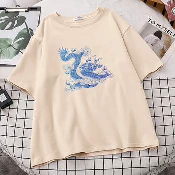 Super Japonski Zmaj Tiskanje Mens T Srajce Ustvarjalnost Crewneck T-Shirt Modi Slim Tshirt Ulica Udobno Moških Tees Majica