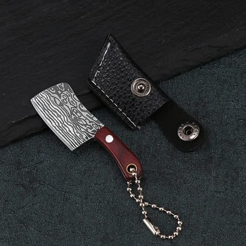 Mini Kuhar Nož z Tulec Keychain Mini Mesar Nož Paket Odpirač Orodja Drobne Damask Prostem Rezalno Orodje