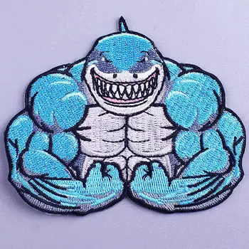 Boutique Bodybuilding Shark Proge Obliž DIY Živali Vezenega Obliži za Oblačila Nalepke Železa na Suknjič Obliži Značke