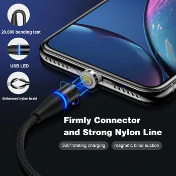 UGI 360° Vrtljivo Magnetno Kabel za Polnjenje, Tip C Micro USB Kabel Za Samsung Huawei Mobilni Telefon Xiaomi Hiter Polnilec za Sinhronizacijo Podatkov