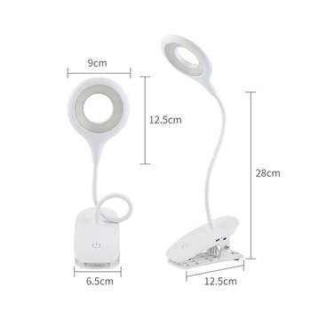 LED Prilagodljiva Zložljiva Clamp Ring Namizno Svetilko, Zaščito za Oči, USB Polnilne Zatemnitev Posnetek Na Svetlobo Za Knjigo Posteljo In Računalniki