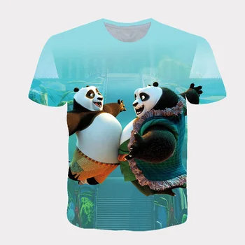 Poletje Fantje In Dekleta Osebnost Kratka Sleeved otroška majica z Risano Animacijo 3D Tiskanje Orjaški Panda Priložnostne Ujemanje T-S
