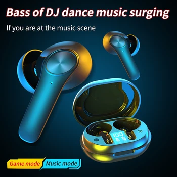 Brezžične Slušalke Bluetooth 5.0 Slušalke Šport Čepkov Slušalke Z Digitalnim Prikazom Polnjenje Box Gaming Slušalke Slušalke