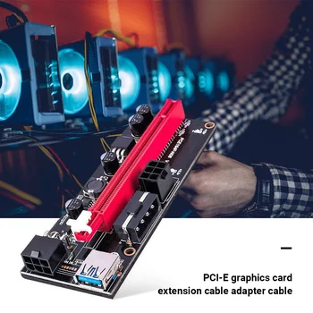 1-8Pcs PCI-E pcie Riser 009 Express 1X 4x 8x 16x razširitveno napravo PCI E USB Riser 009S Dvojno 6Pin vmesniško Kartico SATA 15pin za BTC Rudar