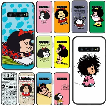 Vroče srčkan Mafalda primeru Telefon Za Samsung Galaxy S 10 20 3 4 5 6 7 8 9 Plus E Lite Uitra črni Etui umetnosti funda 3D shell slikarstvo