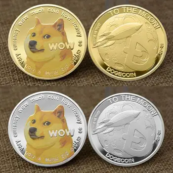 1pcs Gold/Silver Plated Ethereum Valovanje Bitcoin Dogecoin Valuti Priložnostnih Kovancev Shiba Inu Doge Kovanec Namizje Okraski