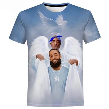 Rapper 3D Tiskanih Vrhovi 2Pac & Nipse T Shirt Unisex Modna Priložnostne Hip Hop Kratek Rokav Ulične Harajuku Oversize Tee Vrhovi