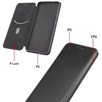 Luksuzni Ogljikovih Vlaken Usnje Magnetni Flip Denarnico, Telefon Primeru Kritje Za Xiaomi Redmi Opomba 8A 8T 9, 9A 9C 10X K30S Pro Max