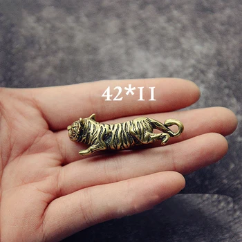 Trdni Brass Velik Tiger Figurice Okraski Čistega Bakra Živali Tigri Model Kip Miniature Namizne Dekoracije Vintage Doma Dekor