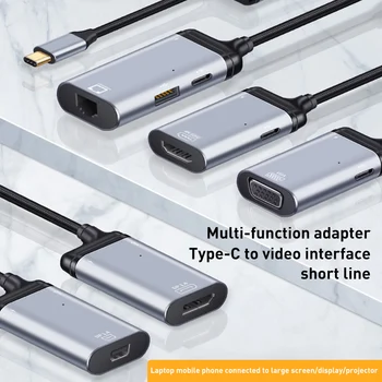 USB Tip-C HDMI je Združljiv / VGA / DP / Mini DP / Rj45 Pretvornik Kabel 4K 60HZ USB Tip C Adapter Za MacBook Pro Huawei