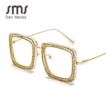 Vintage Kvadratnih sončna Očala Ženske 2020 Nove blagovne Znamke Diamond Očala Za Moške, Modni Očala Clear Leče Očala Okvirji UV400 oculos