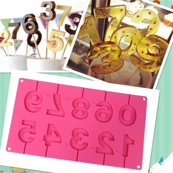 Številke Obliko Lollipop Silikonsko Plesni 3D Ročno Izdelani Pop Bedak Palice Čokolada Lollipop Kalupe S Palicami