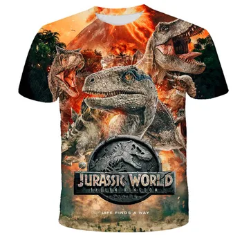 Otroci Otroci T-shirt Fantje 2020 Otrok Tiskanja Dinozaver 3D Print Majica s kratkimi rokavi Dekliška Vrhovi Risanka Otroška Oblačila Novo Prispeli 2021 Tee