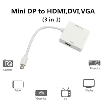 Kabel Adapter 3 v 1 DVI/VGA Mini Display Port Moški HDMI Ženski DVI, VGA, Display Port za MacBook TV Projektor Pretvornik