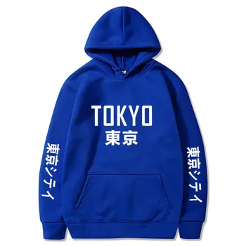 Japonski Hip Hop Hoodies Tokyo Natisnjeni Runo Moški Ženske Priložnostne Ulične Puloverju Sweatshirts 2020 Moda Harajuku Moški Zgornji Deli Oblačil