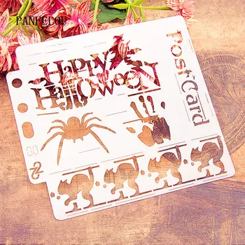 14x13cm Halloween album matrice spray plastični kalup ščit DIY torto votlih Okraskov tiskanje čipke vladar