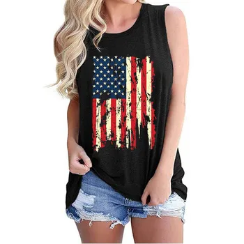 Ameriški Dan Neodvisnosti Tiskanja Tank Zgornji del Ženske brez Rokavov Poletje Grafični Modni Telovnik Vrhovi Modi Camiseta Mujer 2021 #T3G