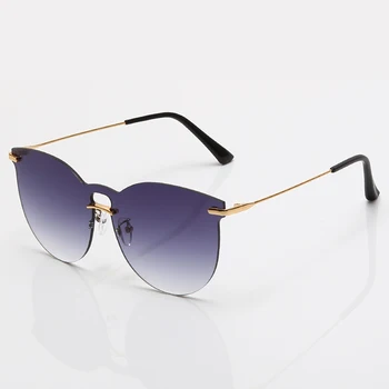 Brez okvirjev Sunlgasses Ženske Trendy Prevelike sončne Očala za Moške Retro blagovno Znamko Design Kovinski Okvir Gradient Očala Odtenki UV400