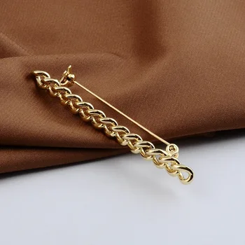 Korejski Zlato Zlitine Prazno Verige Broška Nakit Modni Preprost Jopico Šal Šal Sponke River Pin Poročni Dodatki Za Oblačila