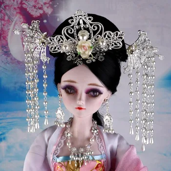 Kitajski Stari Kostum Nakit Pokrivala Za 60 CM Lutke Uhan Pribor Tassel Design Ostra Headdress Lutka Igrače ZL961