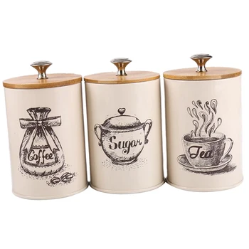3 Pack Čaj, Kava, Sladkor Kuhinji Shranjevanje Posod Sol Hrane Posode Za Pločevinke