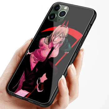Moč Žago Človek anime kaljeno steklo mehki silikonski telefon primeru zajema lupini Za iPhone SE 6 6s 7 8 Plus X XR XS 11 Pro Max
