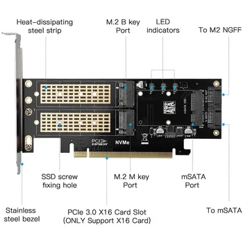 3 V 1 NGFF In MSATA SSD vmesniško Kartico, M. 2 NVME, Da PCIE/ M. 2 SATA SSD Da SATA III/ MSATA, Da SATA Pretvornik Express Card