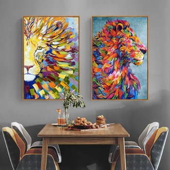 Barva Lev, Abstraktnih Slik, Tisk na Platno Umetnosti Plakatov in Fotografij Afriške Živali Slike Wall Art Spalnica Dekoracijo