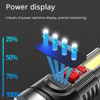 Novo P100 svetla LED USB Polnilne lahki Prenosni Zunanji 800M Vidno Svetilko, Baklo Ultra Svetla Pohodništvo