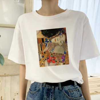 Modna ženska majica s kratkimi rokavi Poljub Gustav klimt, ki jih tisk T-shirt poletje novo hooded Harajuku oversize svoboden žensk priložnostne vrh