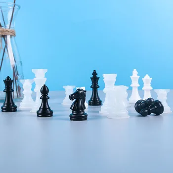 Šah Smolo Plesni 3D Mednarodne Šahovske figure Silikonsko Plesni Smolo Litje UV Epoksi Kalupov za DIY Obrti Šah Nakit, Izdelava