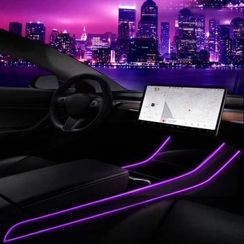 Za Tesla Model 3 Y 2021 Notranje zadeve Neonskih Luči Model 3/Y Dodatki Avto Dekor RGB Okolja Led Trakovi Luči Z Aplikacijo Nadzorovanih