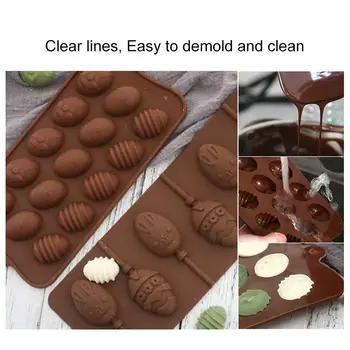 15 Lukenj Velikonočna Jajca Silikonsko Plesni Čokolado Milo Obliki Candy Bar Torta Dekoraterstvo Plesni 3D Fondat Plesni