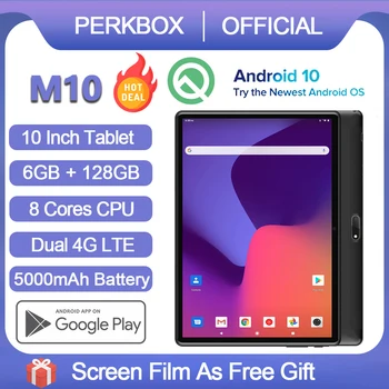 Perkbox Globalni Jedro Octa 10 Palčni Tablični računalnik Android 10.0 OS 6GB RAM 128GB ROM 1280x800 HD IPS 4G LTE Omrežja WiFi, GPS, Youtube Pad