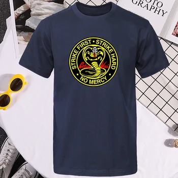 Mens Karate Kid T Srajce Cobra Kai T-Shirt Grafični Vratu Vrhovi Kratek Rokav Tee Majica Moška Classic Bombaž Tshirt Ulične