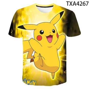 Fant In Dekle 3D Poletje Pokemon Moda Risanka T-Majice Hip Hop Ulične Priložnostne Kratkimi Rokavi Moški Ženske Natisnjeni T-Shirt 4T-14T