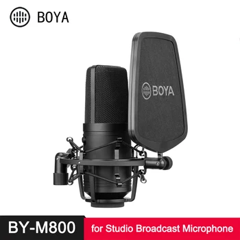 BOYA S M800 M1000 Velika Membrana Mikrofona Nizko-Cut Filter Kondenzatorski Cardioid Mic f Studia Oddajanje v Živo Vlog Video Snemanje
