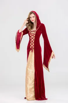 Srednjeveško Obleko Haljo Ženske Renaissance Obleka Princess Kraljica Kostum Žamet Sodišče Devica Vintage Obleke Vampir Kostum Za Noč Čarovnic