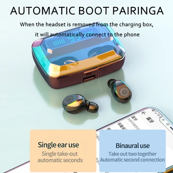 Nepremočljiva 3500 Mah Moči Banke Res Brezžične Bluetooth Slušalke Z MIKROFONOM LED Zaslon Stereo Bas Slušalka TWS V Uho Športne Slušalke