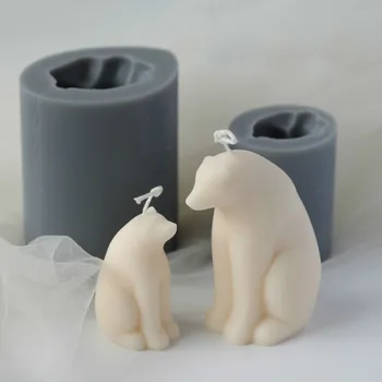 DIY Sveča Komplet za Izdelavo 3d Polarni Medved Silikonski Sveča Plesni Zimo Božič Okraski Okraski, Dišeče Sveče DIY Mavca Plesni