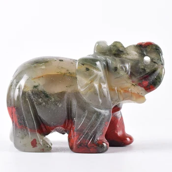 Slon Figur Naravnih Blooded Kamen Mini Divje Živali Kip Mineralnih Kristalov Ročno Obrt Feng Shui Zdravljenje Dekor 2