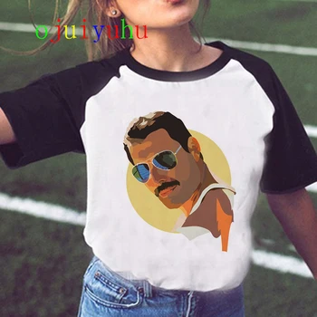 Freddie Mercury Kraljica Band Majica s kratkimi rokavi Ženske Harajuku Letnik Ullzang T-shirt Moda Kraljica Tshirt 90. letih Grafični Skali Vrh Tees Ženski