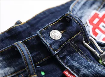DSQSARED2 Natisnjeni Moške Slim Priložnostne Jeans Hlače Pet-točka Hlače