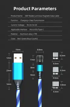 SEC Sijaj LED Osvetlitev Polnjenje Magnetni USB Tip C Kabel Magnetni Kabel Micro USB Kabel Polnilnika Žice Za Huawei Samsung IPhone
