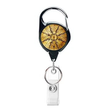 1PCS Retro Mandala Kompas Vrv Značko Vrvica za opaljivanje tega Posnetka Keychain Ime Oznake Imetnik Keyring Kartico Kabel Kolutu Pogrezne Potegnite Ključnih Verige Recoil